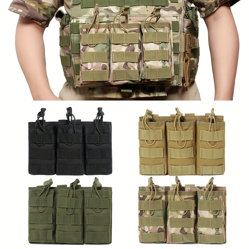 Outdoor Open Top Triple Magazine Storage Bag, Molle Accessory Multifunctional Triple Mag Pouch, Easy To Carry And Use