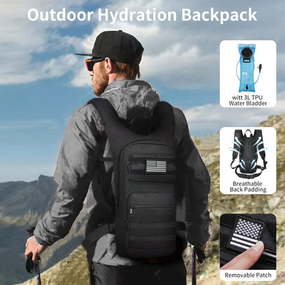 Outdoor Hydration Backpack With 101.44oz TPU Water Bladder, Molle