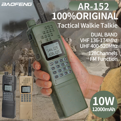 AR-152 10W Ham Radio Powerful Handheld Tactical Two Way Radio With 12000mAh Battery And Baofeng Accessories Full Kit For Camping, Hunting, Hiking And Outdoor Activities Wilderness Outfiters