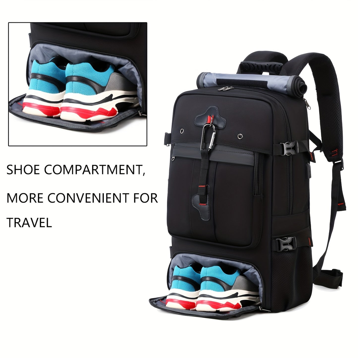 A 50L Large Capacity Hiking Backpack, Outdoor Camping Backpack, Convertible Shoulder Bag For Ladies And Gentlemen With Shoe Compartment.