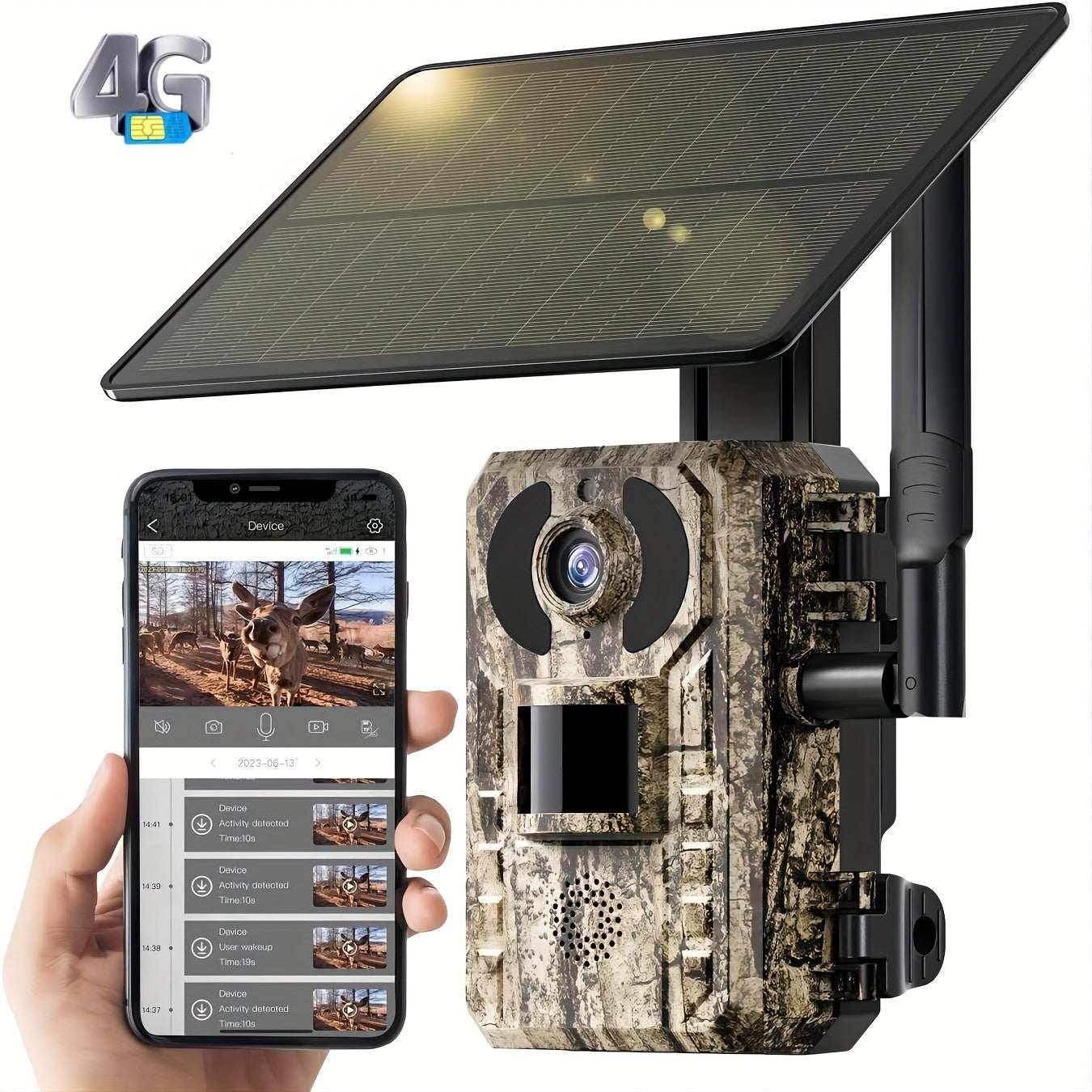 4pcs 4G LTE Cellular Trail Camera With 2.7K Live View, Ultra HD Night Vision, Built-in SIM Card, Remote Phone Access, 0.2S Motion Activation, With Solar Panel Wilderness Outfiters