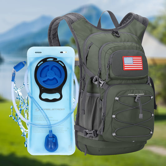 Maelstrom 19L Hydration Backpack, Hiking Backpack With 2L Water Bladder, High Flow Bite Valve Water Backpack Men Women