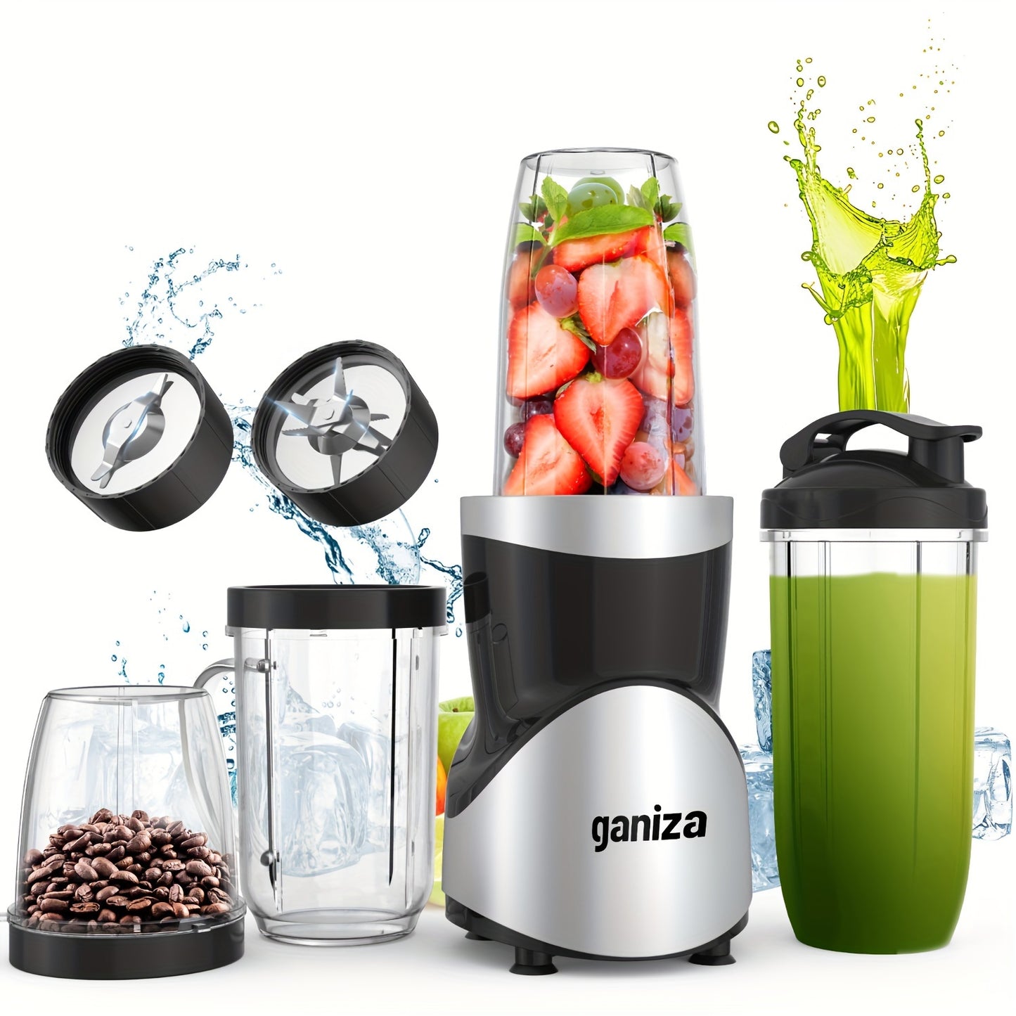 Juicer Smoothie Blender - 15pcs Personal Blender and Grinder Combo for Kitchen