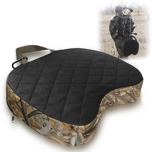 Waterproof Camo Portable Camping Seat Cushion - Thick, Durable Oxford Fabric with Carry Strap, Ideal for Hunting & Sports Events, Fit, Black, Camping Accessories Wilderness Outfiters