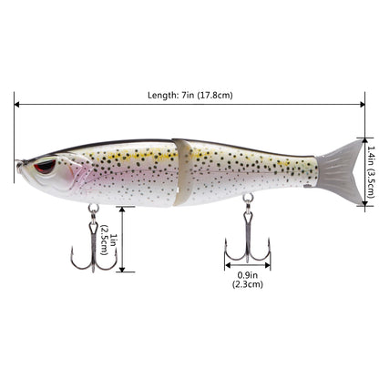 Bassdash Swimbaits Pike Trout Glide Baits Minnow Hard Bass Fishing Lure 7in/2.2oz 4.5in/0.65oz