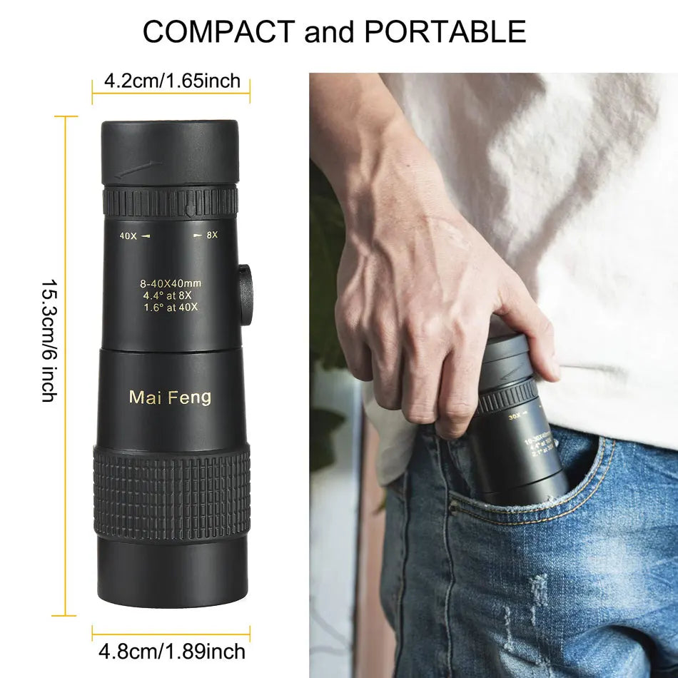 8-40x40 Powerful Monocular Zoom Professional Telescope Waterproof