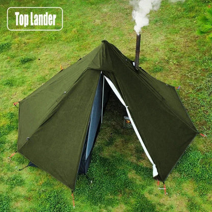 Camping Hot Tent with Chimney Window Outdoor Ultralight Tipi Teepee Tent Pyramid Double Layer Bushcraft 1 Person Tents Hot Tent