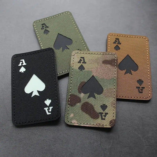 IR Reflective Poker Ace of Spades Tactical Morale Backpack Chapter Nylon Fabric Laser DIY Luminous Patches for Clothing