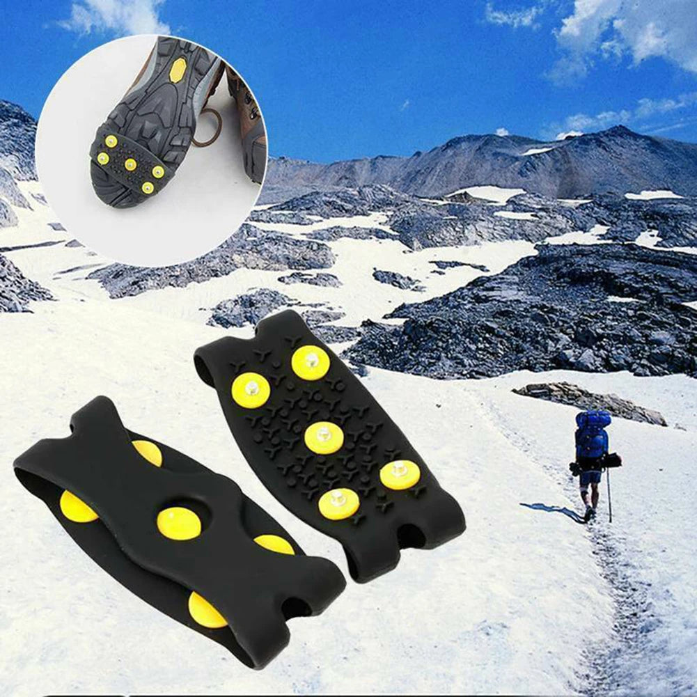 1-5Pairs Anti-Slip Ice Grips Shoe Spikes 5-Stud Snow Ice Claw Climbing Crampons Cleats Sport Shoes Cover For Winter Outdoor Gear