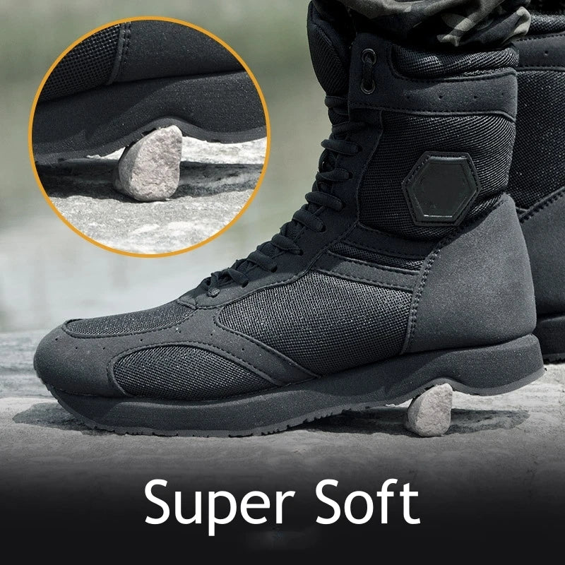 Ultralight Military Combat Boots Mens Black Work Shoe Outdoor Run Desert Hiking Shoes Army Training Tactical Boots Male Sneakers