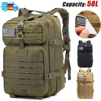 Large Capacity Waterproof Tactical Backpack for Men, 3P Softback, Outdoor Bug Rucksack, Hiking, Camping, Hunting Bags, 50L