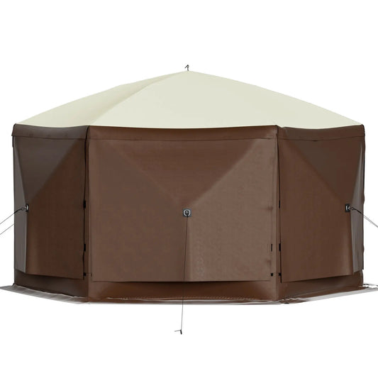 Waterproof Screen Shelter 8 Person Camping 10'x10' w/Portable Storage Bag Camping Gazebo Tent 6 Sided Pop-up Canopy Screen Tent