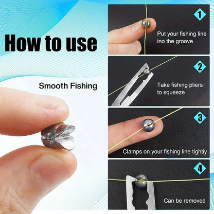 60/120pcs Fishing Weights Kit,Premium Split Shot Sinkers with 5 Versatile Sizes, Round Removable Design, Perfect for Freshwater