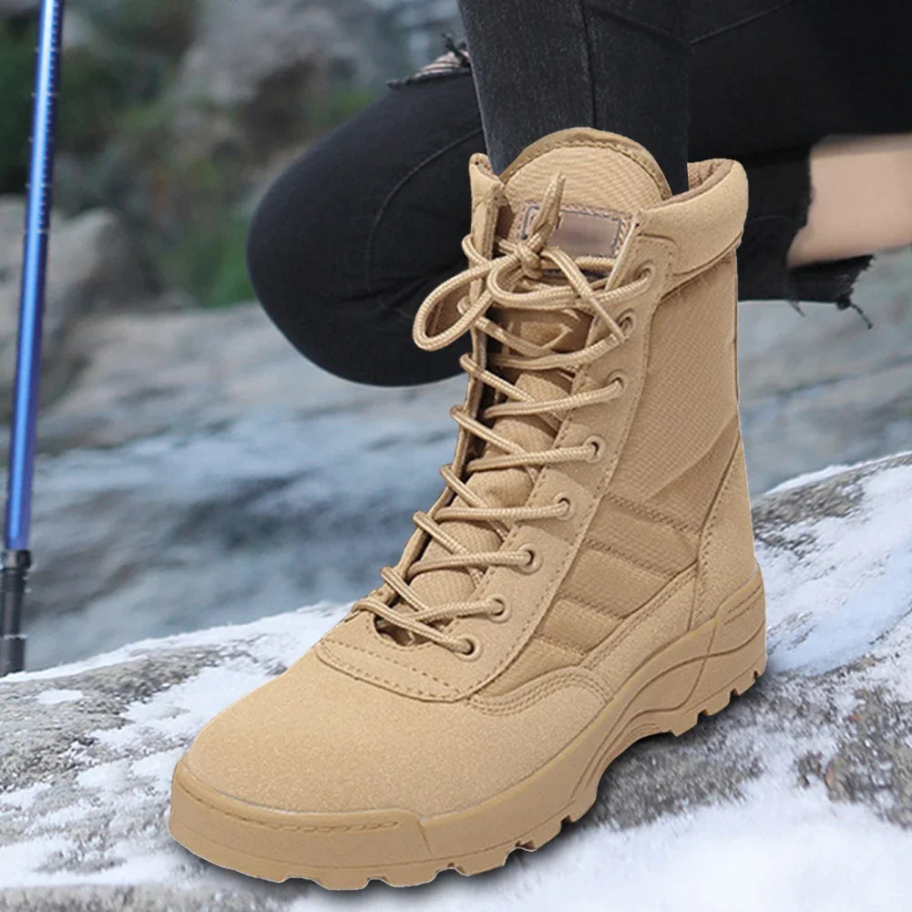 Mountaineering Shoes Lace Up Winter Tactical Military Boots Breathable Hunting Training Boots Lightweight Wear-Resistant for Men