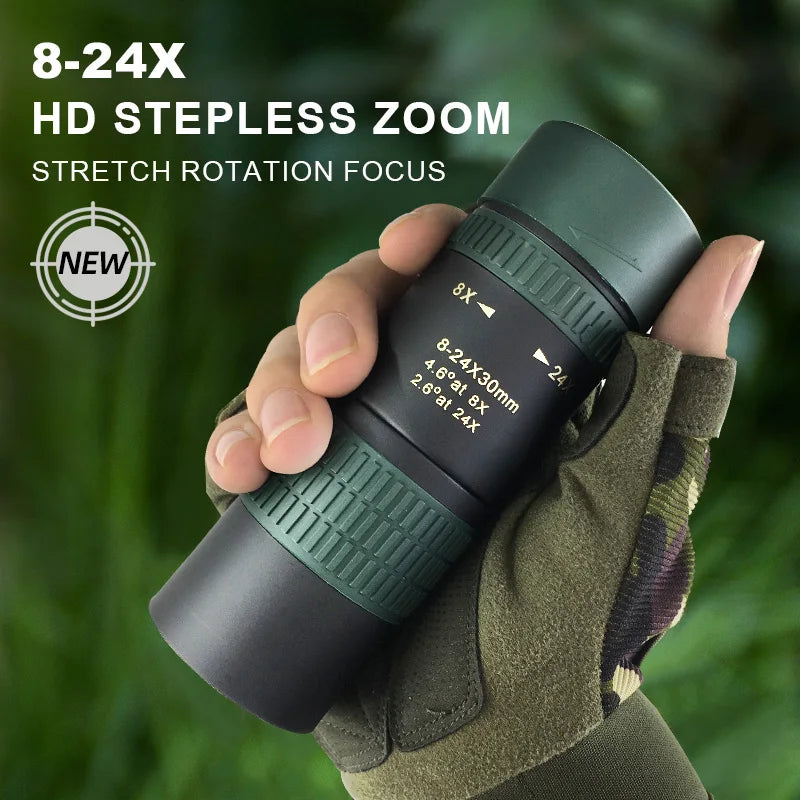 8-24x Zoom Monocular Telescope Stepless Zooming Long Range