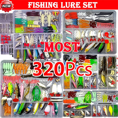 Fishing Lure Kit Soft and Hard Bait Set Gear Layer Minnow Metal Jig Spoon For Bass Pike Crank Tackle Accessories with Box