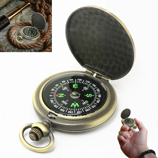 Vintage Pocket Compass Portable Zinc Alloy Outdoor Camping Hiking Tool Suitable for Mountain Motoring