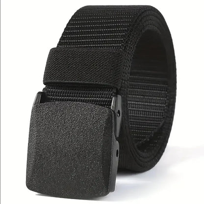 Men'S Tactical Belt In Black - Quick-Release Automatic Buckle, Durable Nylon, Perfect For Sports & Casual Wear