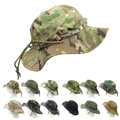 Camouflage Enthusiasts Square Pocket Camo Bonnie Cap US Bucket Benny Hats Multicam Fishing Outdoor Hiking Tactical Sun Caps