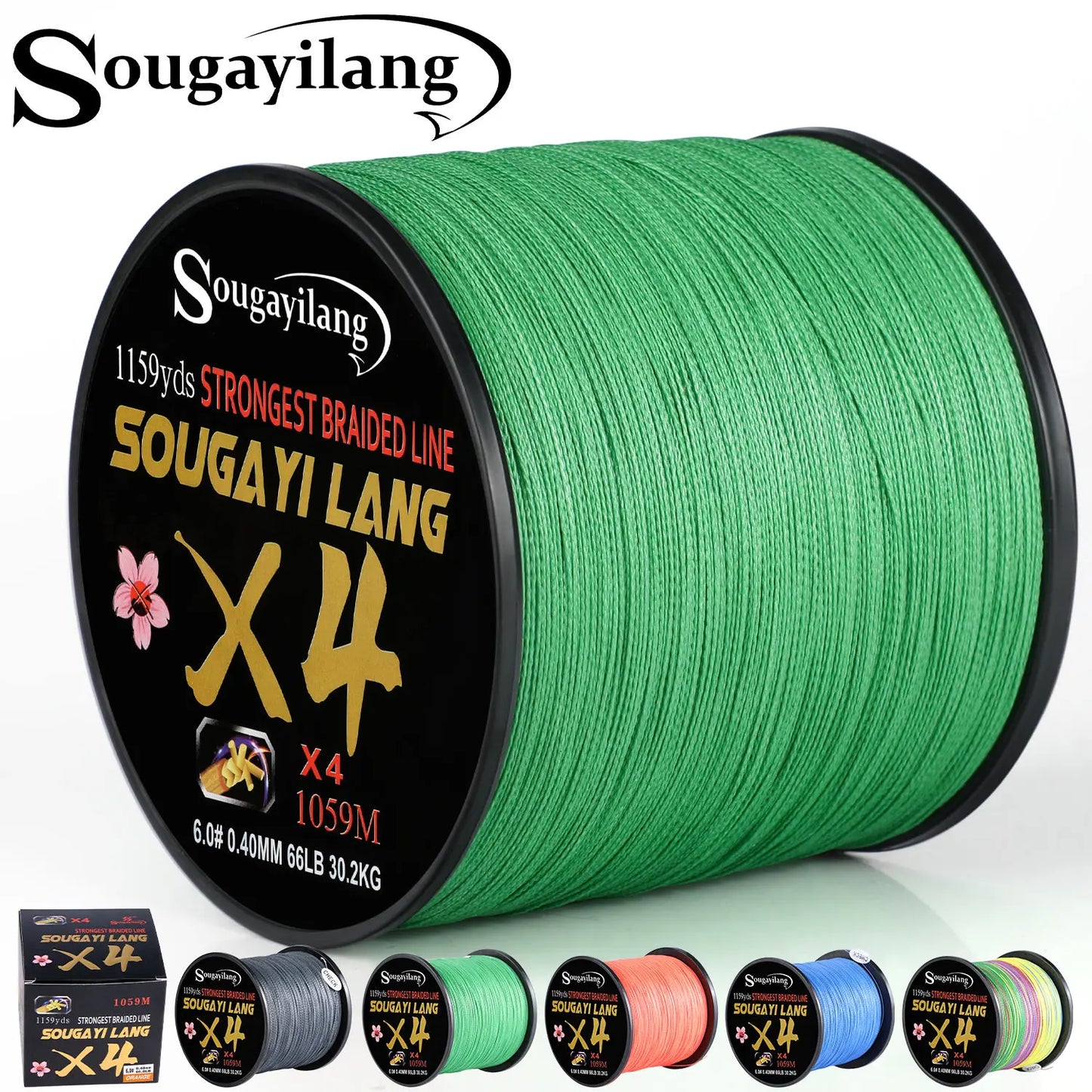 Braided Line 4X 100/300m 5 Color All for Fishing Line MaxDrag 66LB Multifilament PE Line for Saltwater Sea Fishing