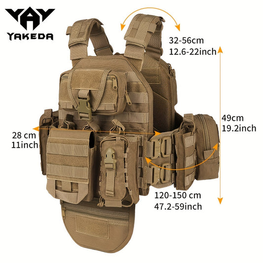 Yakeda 1000D Tactical Molle Vest, XXL Adjustable With Metal Buckle Quick Release Modular Outdoor Vest With 8 Pouches