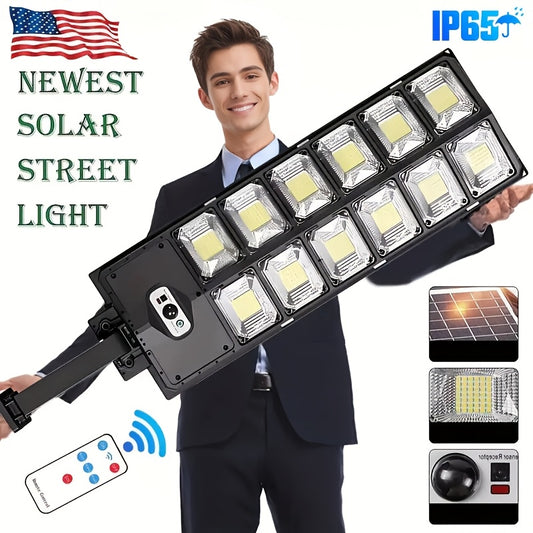 1pc Solar Street Light IP65 Waterproof 6500K 100000LM 200LED/504 LED Solar Parking Street Light (Dusk To Dawn) With Foldable Bracket Solar Flood Light (Wide Angle Motion Sensor And Remote Control) For Commercial Area Lighting Yard