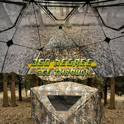 270 Degree See-Through Ground Blind 2-3 Person, Pop-Up And Portable Durable Hunting Blind With Carrying Bag For Deer And Turkey Hunting Wilderness Outfiters