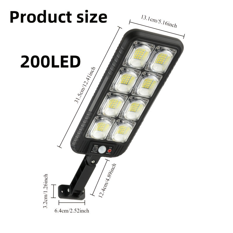 1pc Solar Street Light IP65 Waterproof 6500K 100000LM 200LED/504 LED Solar Parking Street Light (Dusk To Dawn) With Foldable Bracket Solar Flood Light (Wide Angle Motion Sensor And Remote Control) For Commercial Area Lighting Yard