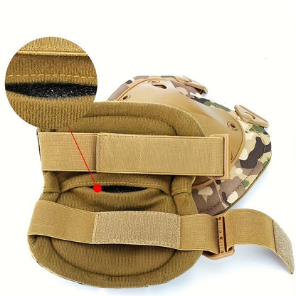 4-piece set Of Sturdy Buckle Style Knee And Elbow Pads - Safe And Flexible For Outdoor Sports And Hunting