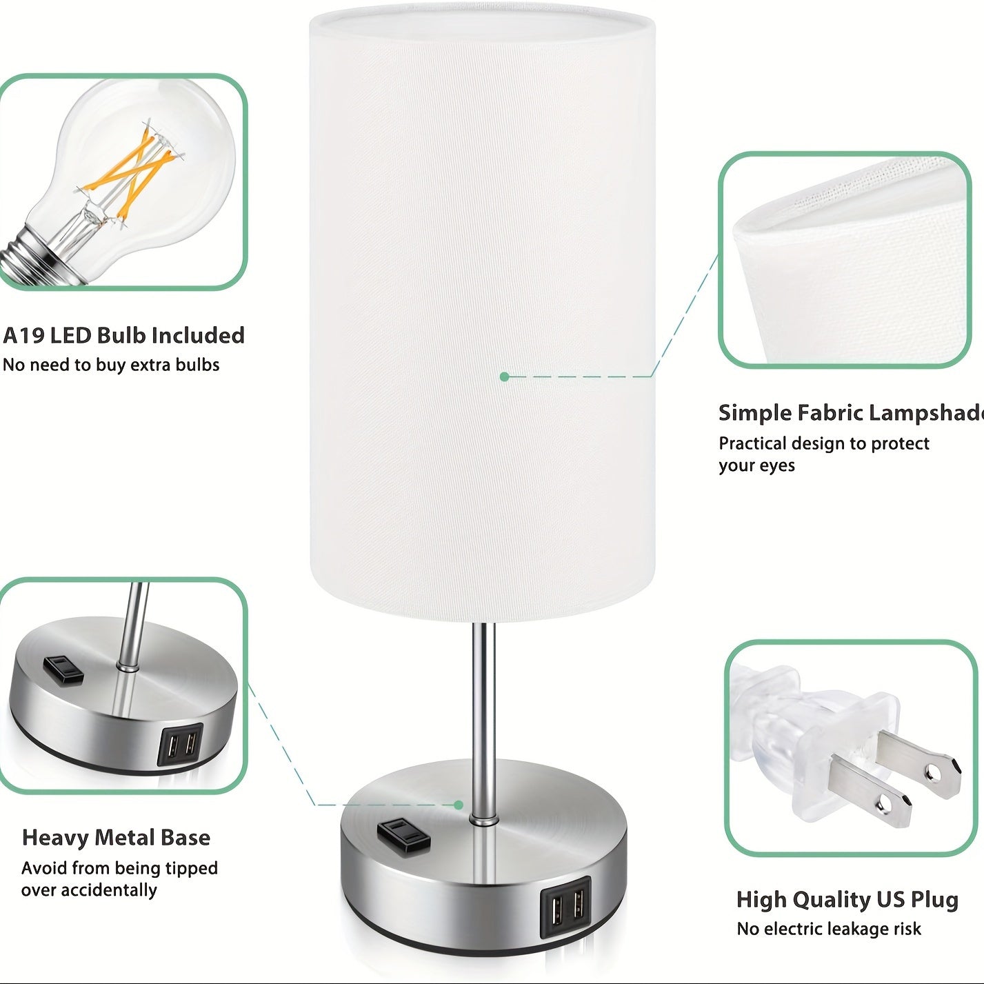 Set Of 2 Touch Control Table Lamps